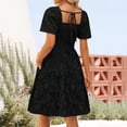 thumbnail image 4 of YuXingFu Plus Size Summer Dresses for Women Mid-Length Crew Neck Plus Size Womens Dress Short Sleeve Floral Casual Summer Black S, 4 of 6