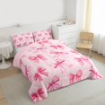 thumbnail image 3 of Feelyou Teens Princess Bowknot Queen Comforter Set, Girly Pink Love Heart Bedding Sets, Cherry Blossoms Floral Reversible Bedding Comforter Set, Ultra Soft Bedroom Decor, 3 Pieces, 3 of 8