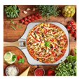 thumbnail image 2 of Cáscara de pizza de metal de aluminio con mango de madera plegable para un fácil almacenamiento de 12 pulgadas x 14 pulgadas, paleta de pizza gourmet de lujo para hornear en casa, 2 of 5