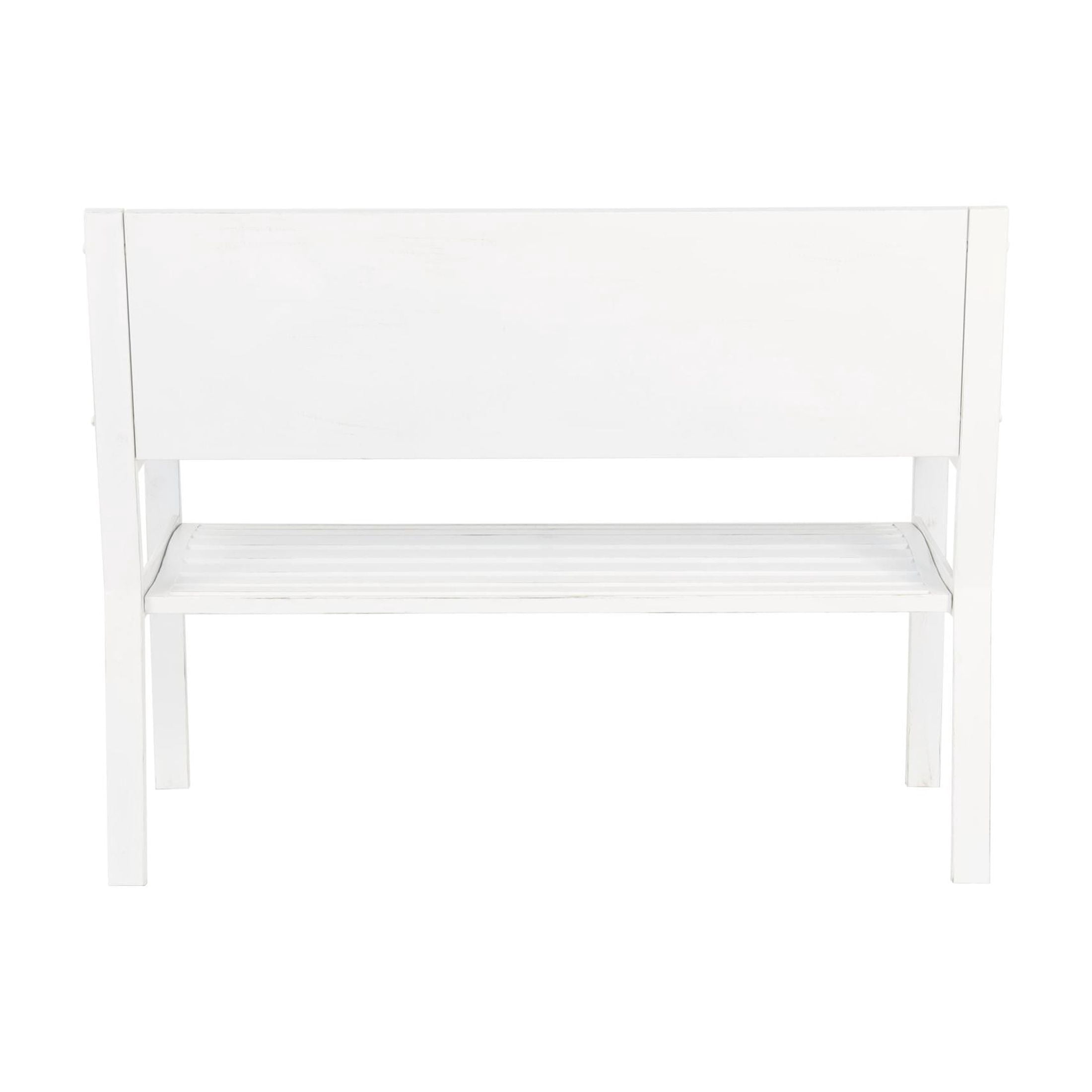 DecMode Metal Floral Scroll Mosaic Outdoor Bench with Blue and Teal Patterns, White