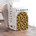 thumbnail image 6 of KLL Black Marble Pattern Sunflower Print Wood Book Ends for Shelves,1 Pair Wood Bookends Book Holder Stand Decorative, Book Stoppers for Heavy Duty Books CD File Video Games, 6 of 8