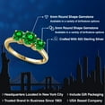 thumbnail image 2 of Gem Stone King 18K Yellow Gold Plated Silver Green Created Emerald Engagement Ring for Women | 2.68 Cttw | Round 6MM | Gemstone May Birthstone | Size 7, 2 of 6