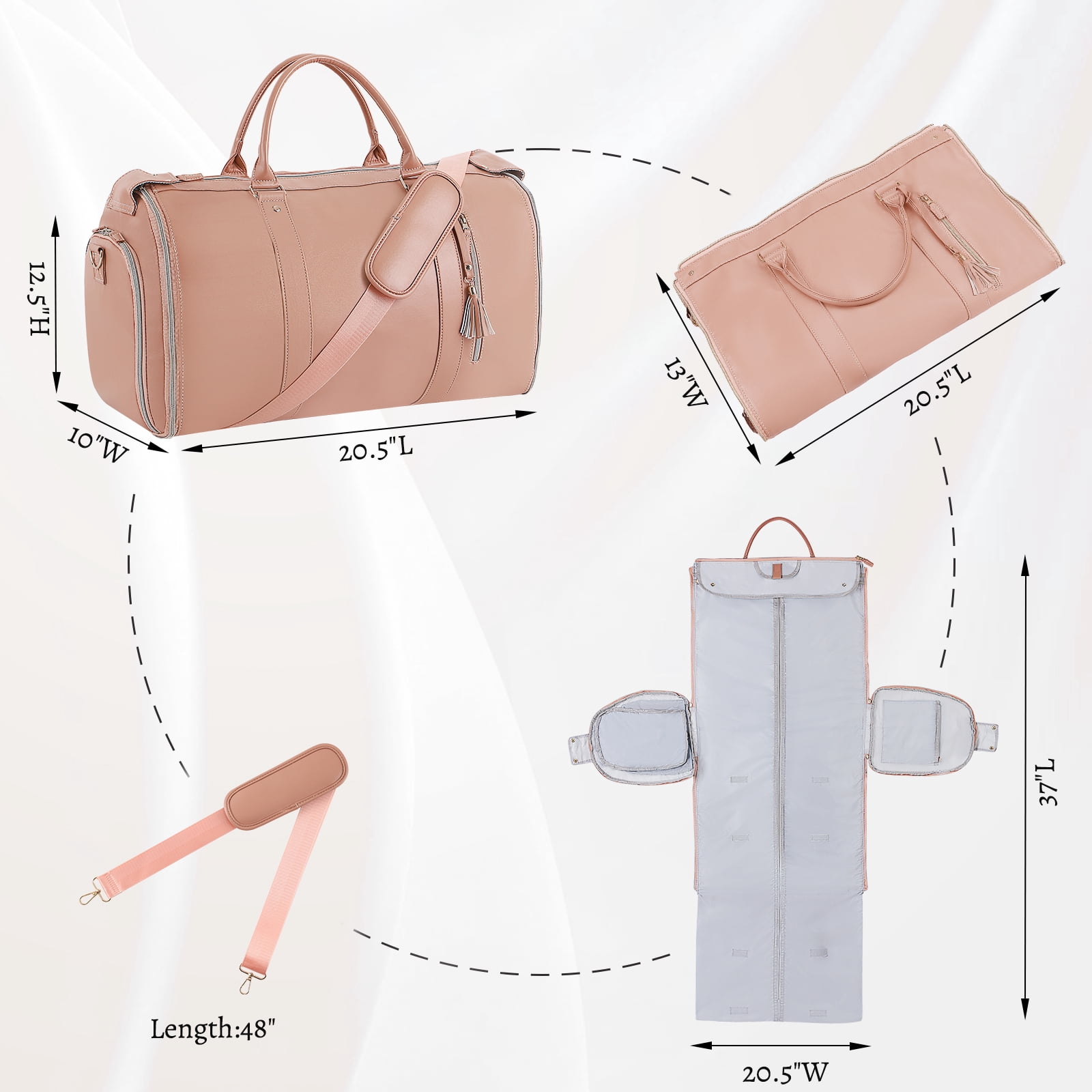 Convertible Travel Garment Bag, Overnight Bag Waterproof Leather Carry-on Garment Duffel Bag for Men Women - 2 in1 Hanging Suitcase Suit Business Travel Bag