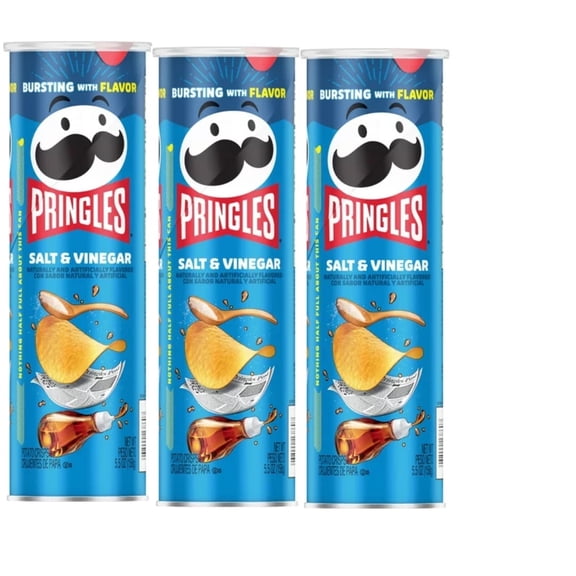 Pringles Salt and Vinegar Potato Crisps Chips, 5.5 oz 3pk