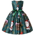 thumbnail image 4 of Girls Dress Christmas Gift Christmas Girl Dress Sleeveless with Santa Claus Print Bowknot Kids Wedding Guess Dress Pageant Gown Save Big, 4 of 9