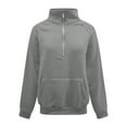 thumbnail image 4 of YUGYXL Half Zipper Sweatshirts for Women Solid Color Long Sleeve Collared Pullover with Pockets Active Outdoor Blouses Gray XXL, 4 of 9