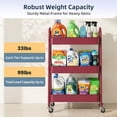 thumbnail image 5 of Gianna Utility Cart, Metal, 3‑Tier, Lockable Caster Wheels , 360° Rolling, Red, 5 of 6