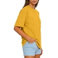 thumbnail image 3 of WULMLEO Army Green Oversized Crew Neck T Shirt for Women Soft Casual Loose Tee Short Sleeve Top for Everyday Outfits Beach Activities Gold 2XL, 3 of 4