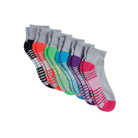 Hanes Women's Cool Comfort Sport Ankle Socks, 6 Pack, Grey with Colors,
