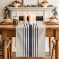 thumbnail image 2 of Midnight Blue Striped Table Runner, Beige Geometric Modern Art Washable Cotton Linen Table Runners 48 Inches Long, Dresser Scarf Runner for Nightstand/Coffee/End Tables 13''x48'', 2 of 8