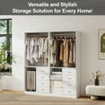 thumbnail image 3 of Sophshelter White Wood Wardrobe Closet System with 8 Drawers Storage Cabinet 2 Hanging Rails and Shelves Clothes Built-in Garment Rack Walk-in Closet Organizer for Bedroom 63"W x 15.7"D x 70.8"H, 3 of 9