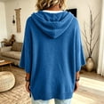 thumbnail image 3 of Womens Solid Hoodies Sweater 3/4 Sleeves Drawstring Loose Knit Pullover Sweater, 3 of 5