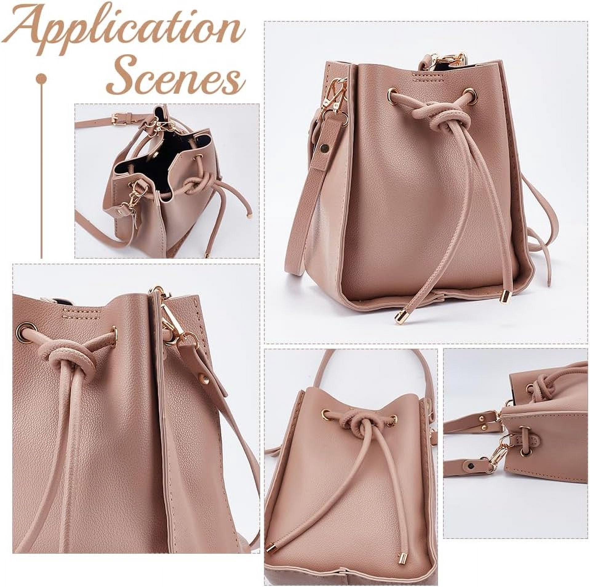 DIY Imitation Leather Bucket Bag Sewing Kit Women Tote Bag Making Set Imitation Leather Crossbody Shoulder Bag Making Material Accessories for DIY handcrafting