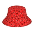thumbnail image 3 of Daiia Red Ladybugs On White Dotted Pattern Bucket Hat - Trendy Cotton Sun Hat for Beach, Golf, Fishing - Fun Outdoor Vacation Boonie for Men and Women, 3 of 9