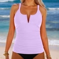 thumbnail image 2 of DGMIOCS Women's Ruched High Waisted Bikini Tankini Set Purple XXL, 2 of 6