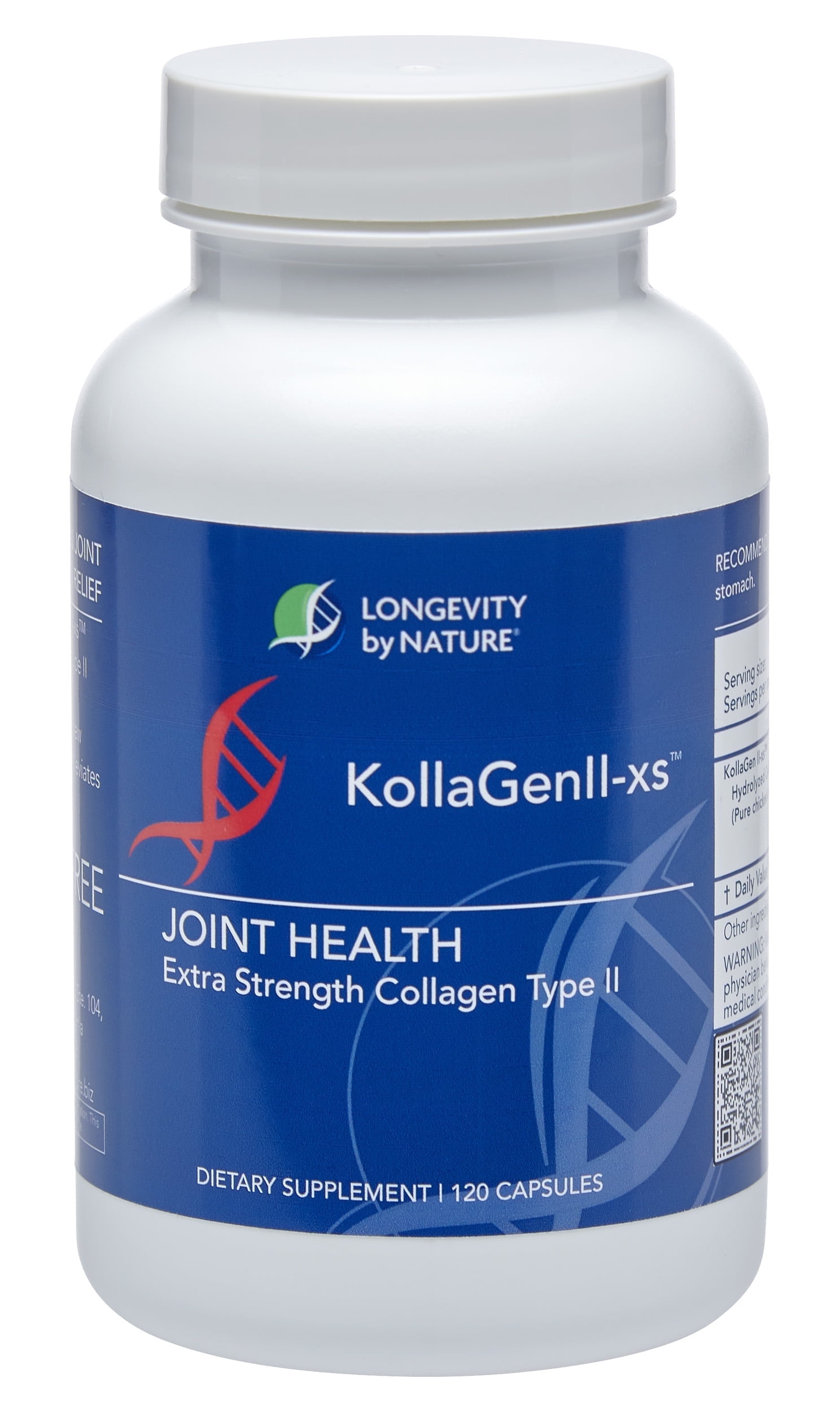 Longevity by Nature, KollaGen II-xs Collagen Type II, Hyaluronic Acid Supplements, 120 Capsules