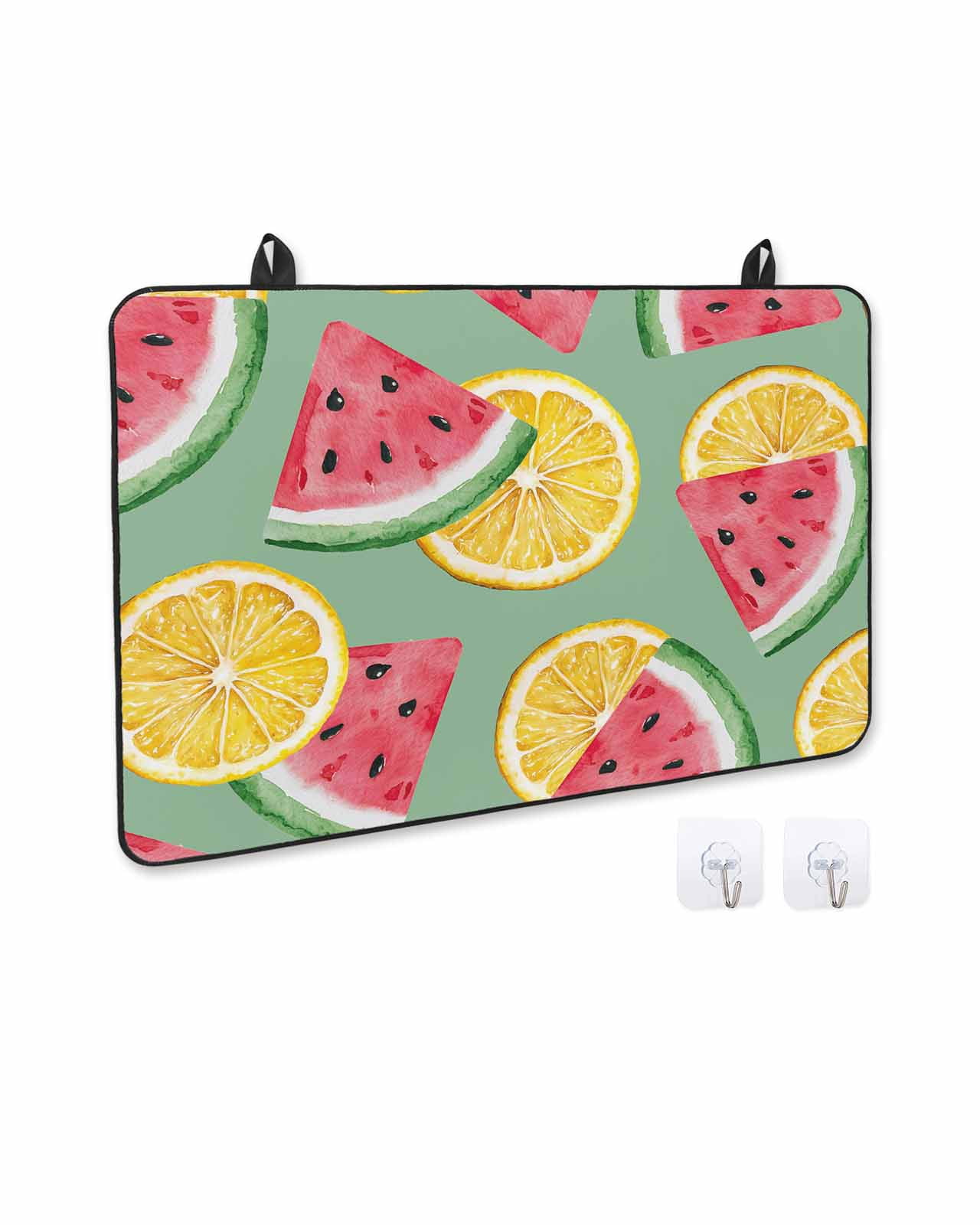 nqOlkjepod Large Induction Cooktop Protector Mat 24"x21", Red Watermelon Stove Top Covers for Electric Stove, Lemon Summer Fruit Country Pastoral Stove Burner Cover Mats, Glass Top Stove Cover
