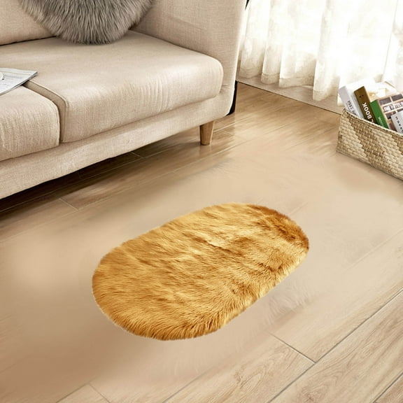 Floleo Faux Fur Rug For Bedroom, Fluffy Runner Rugs Soft Sheepskin Rug Sofa Couch Seat Cushion, 1.4X2Ft Beige Plush Area Rug Shag Rugs Floor Carpets For Nursery Bedside, Cute Shaggy Fuzzy Home Decor