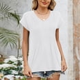 thumbnail image 6 of Womens Tops Dressy Casual Summer Flutter Sleeve T-Shirts Trendy Ruffle Short Sleeve Loose V-Neck Tunic Tops, 6 of 8