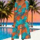 thumbnail image 4 of Vestido de Verano de Manga Corta para las Mujeres Hawaiana Unisex Impresión Casual Cuello en V Atrás Cremallera Bolsillo Lateral Overalls, 4 of 5