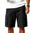 thumbnail image 2 of Dwelliawo Mens Cargo Shorts Stretchy High Waisted Drawstring Outdoor Hiking Shorts Fishing Camping Sports Work Short with Pockets Black 3xL, 2 of 6