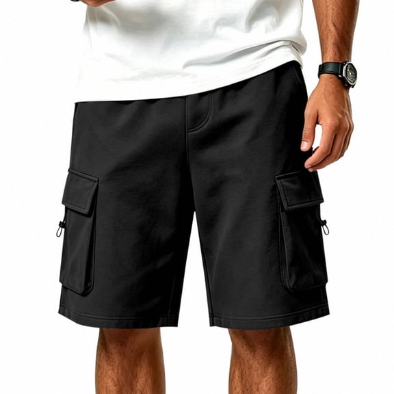 Sewkxo Mens Casual Sweat Shorts Drawstring Elastic Waist Athletic Workout Gym Jogger Shorts with 4 Pockets,Black S