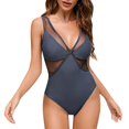 thumbnail image 1 of Aayomet Maillots de Bain Col Montant à Fermeture Éclair Manches Courtes, Gris m, 1 of 2