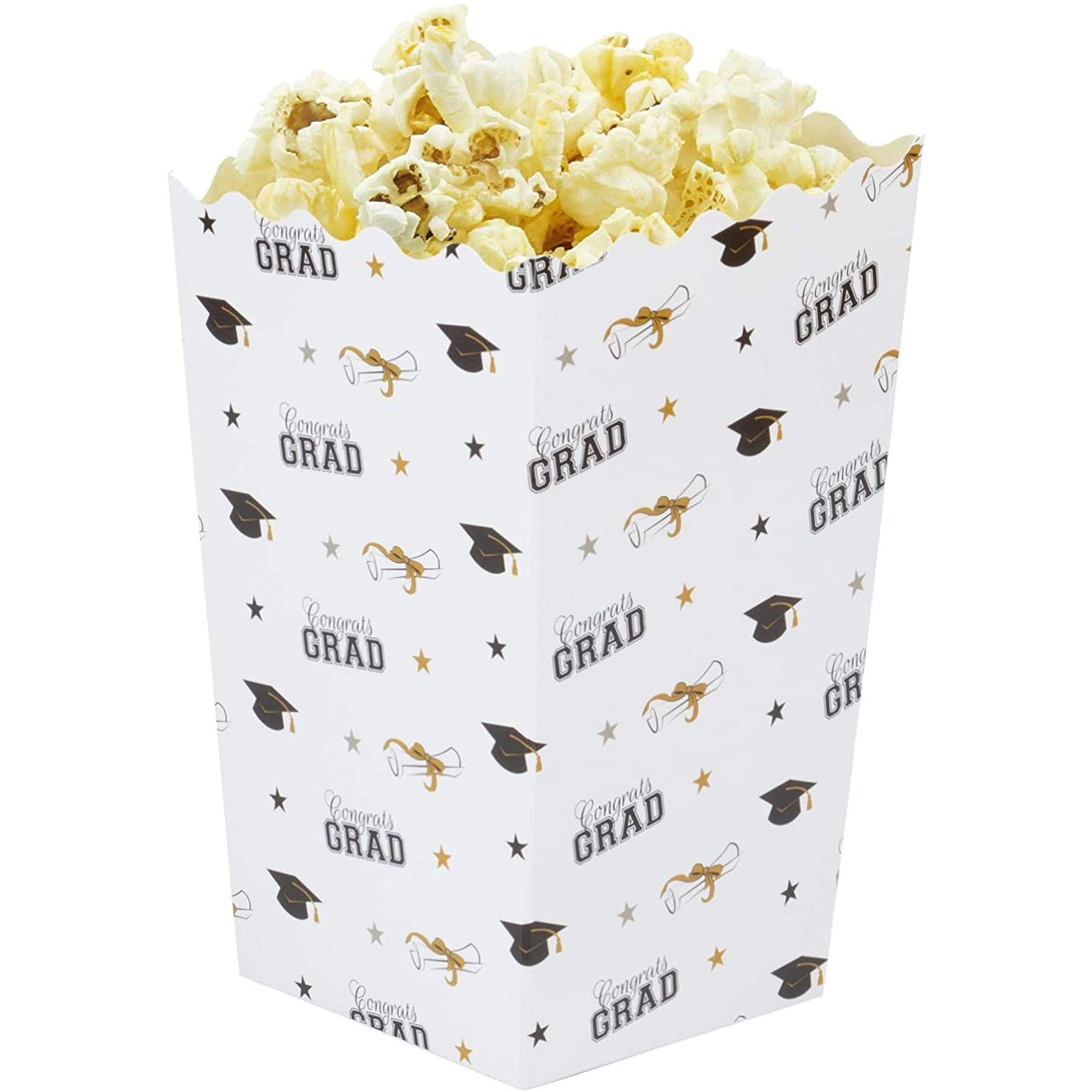Set of 100 Popcorn Boxes, 20 oz. Congrats Grad Containers for Candy and