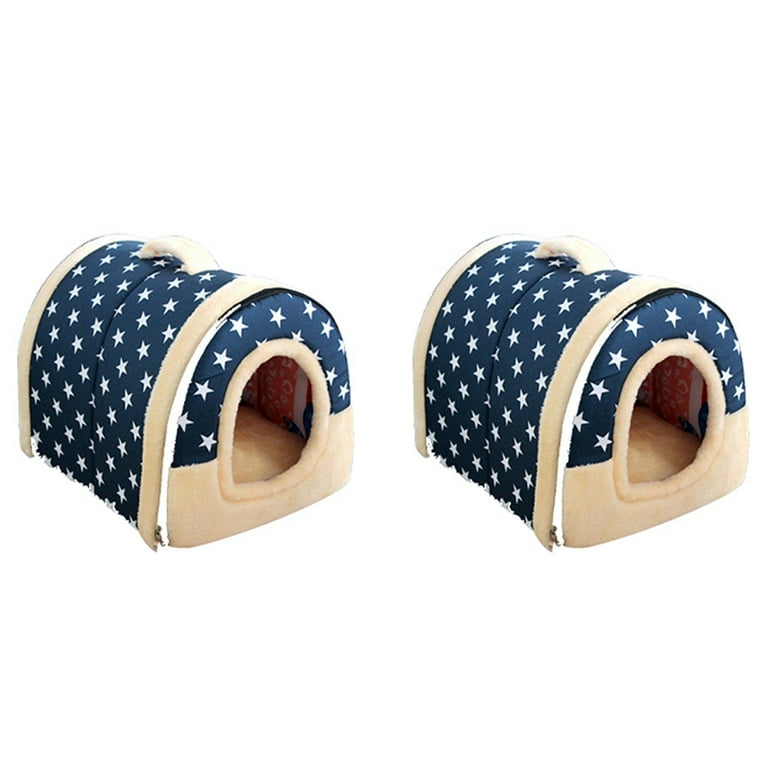 2X Soft Warm Star Pattern 2 in 1 Pet Nest Non- Dog Bed Foldable