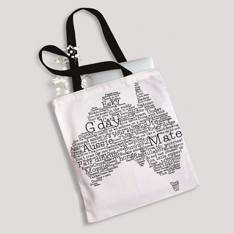 ABPHQTO Australia Map Australian Slang Words Canvas Bag Reusable
