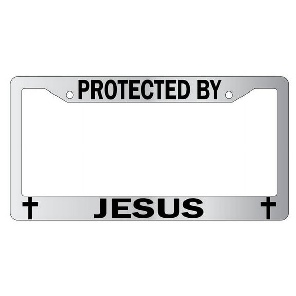 Protected By Jesus Chrome Plastic License Plate Frame