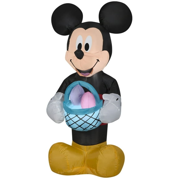 Gemmy Airblown Inflatable Mickey Mouse with Easter Basket, 3.5 ft Tall, Black