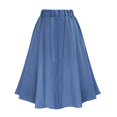 thumbnail image 2 of Jupe Trapèze en Denim Taille Haute pour Femme, Bleu Foncé, 2 of 8