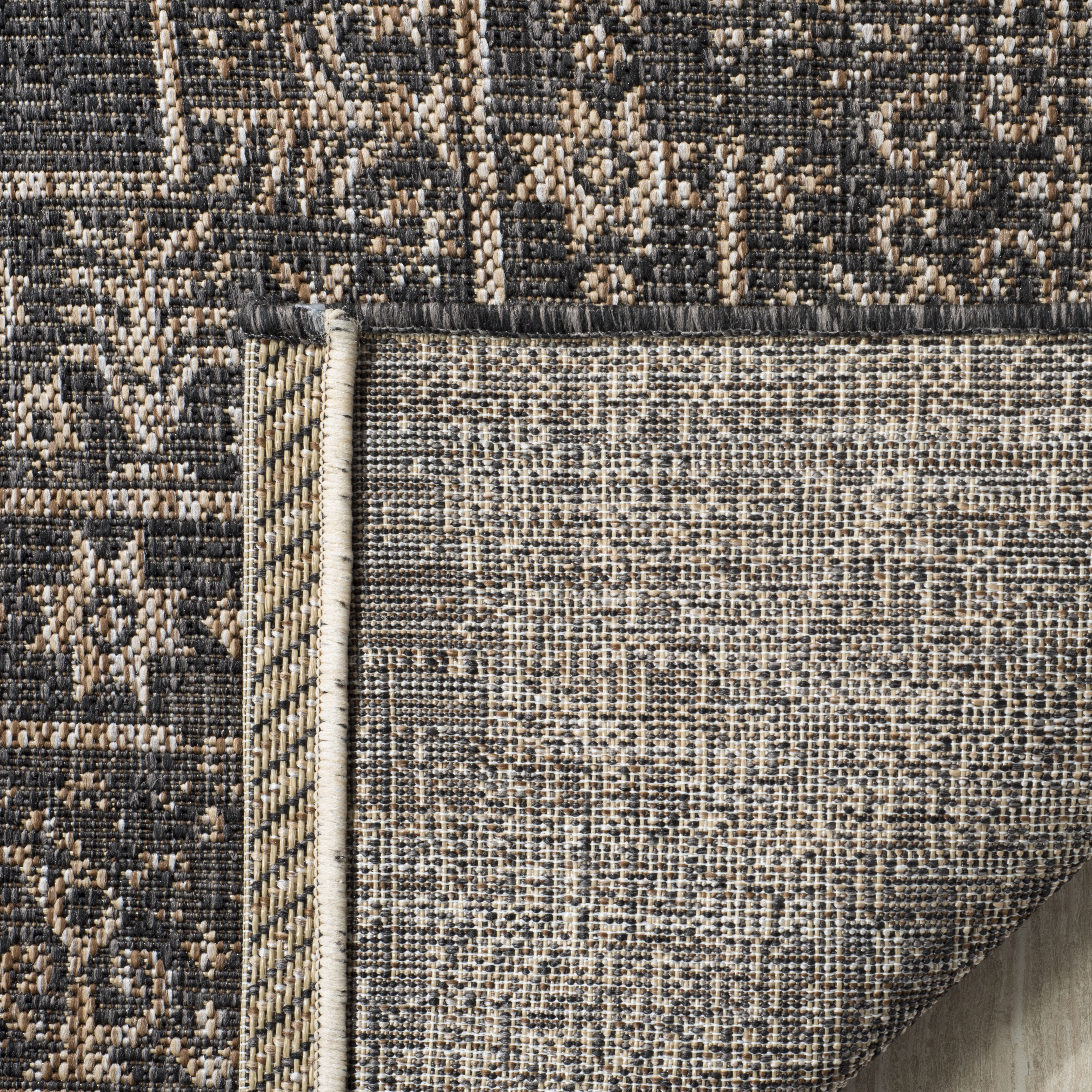 Safavieh Courtyard Jolyon Bordered Indoor/Outdoor Area Rug, Black/Natural, 8' x 11'
