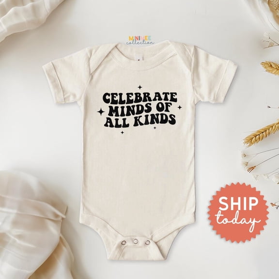 Celebrate Minds Of All Kinds Onesies, Unique Gift For Autism Allies, Be Kind Baby Gift, Cute Baby Onesie, BABY BODYSUIT LAT 4424