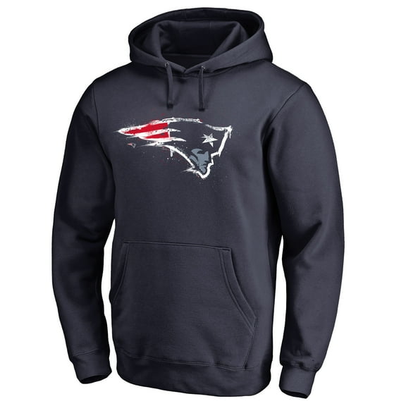 Men's Navy New England Patriots Splatter Logo Pullover Hoodie