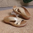 thumbnail image 6 of Women's Sandals,Womans Sandals,Womens Wedge Sandals,Comfortable Sandals for Women,Wide Sandals for Women,Women's Fashion Plus-Size Retro Floral Open-Toe Sandals,Gold,6, 6 of 9