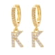 thumbnail image 1 of Pendientes para mujer, delicados pendientes de aro con inicial chapados en oro, pendientes colgantes con letras del alfabeto, pendientes colgantes con inicial de letra de diamantes de imitación brilla, 1 of 3