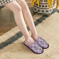 thumbnail image 6 of KLL Violets Flowers Slippers for Women Men House Slip on Indoor Outdoor Bedroom Furry Fleece Lined Ladies Comfy Anti-Skid Rubber Hard Sole-Large, 6 of 8