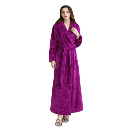 

Outfmvch Pajamas for Women Underwear Women Long Robe Soft Warm Plush Bathrobe Belt Integrated Sleepwear Pajamas Housecoat Nightgown Pajamas for Women Set Red M