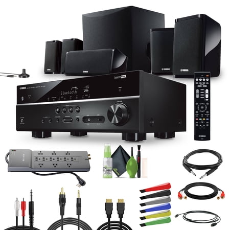 Yamaha Audio YHT-4950U 4K Ultra HD 5.1-Channel Home Theater System with AV Receiver, 8" 50W RMS Powered Subwoofer Speakers True Surround Sound And Bluetooth Streaming Bundle With Accessories