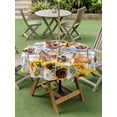 thumbnail image 4 of Outdoor Tablecloths with Umbrella Hole & Zipper, Sunflowers Dog Round Tablecloth 54 Inch, Spring Watercolor Floral Stars Grey Plaid Waterproof Table Cloth, Patio/Pool/Picnic Table Covers, 4 of 8