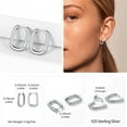 thumbnail image 4 of ChicSilver 8MM Small Hoop Earrings Rectangle Cartilage Huggie Earrings Simple Hypoallergenic 925 Sterling Silver Jewelry for Women Grils Christmas Gift, 4 of 8