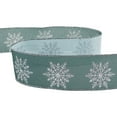 thumbnail image 5 of Northlight Green with Glitter Snowflakes Wired Craft Christmas Ribbon 2.5" x 10 Yards, 5 of 8