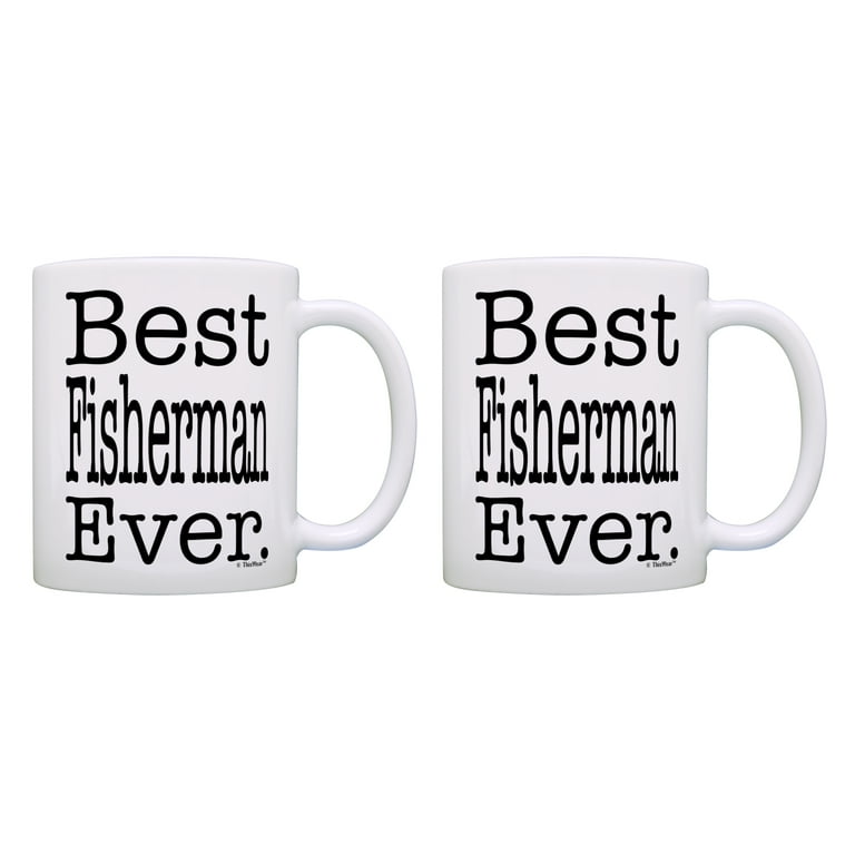ThisWear Fishing Gifts for Men Best Fisherman Ever Funny Fishing Gifts for  Men 11 ounce 2 Pack Coffee Mugs