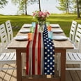 thumbnail image 4 of American Flag Table Runner, Vintage USA Flag Wooden Washable Cotton Linen Table Runners 60 Inches Long, Dresser Scarf Runner for Coffee/TV Stands/Kitchen/Cabinets 13''x60'', 4 of 9