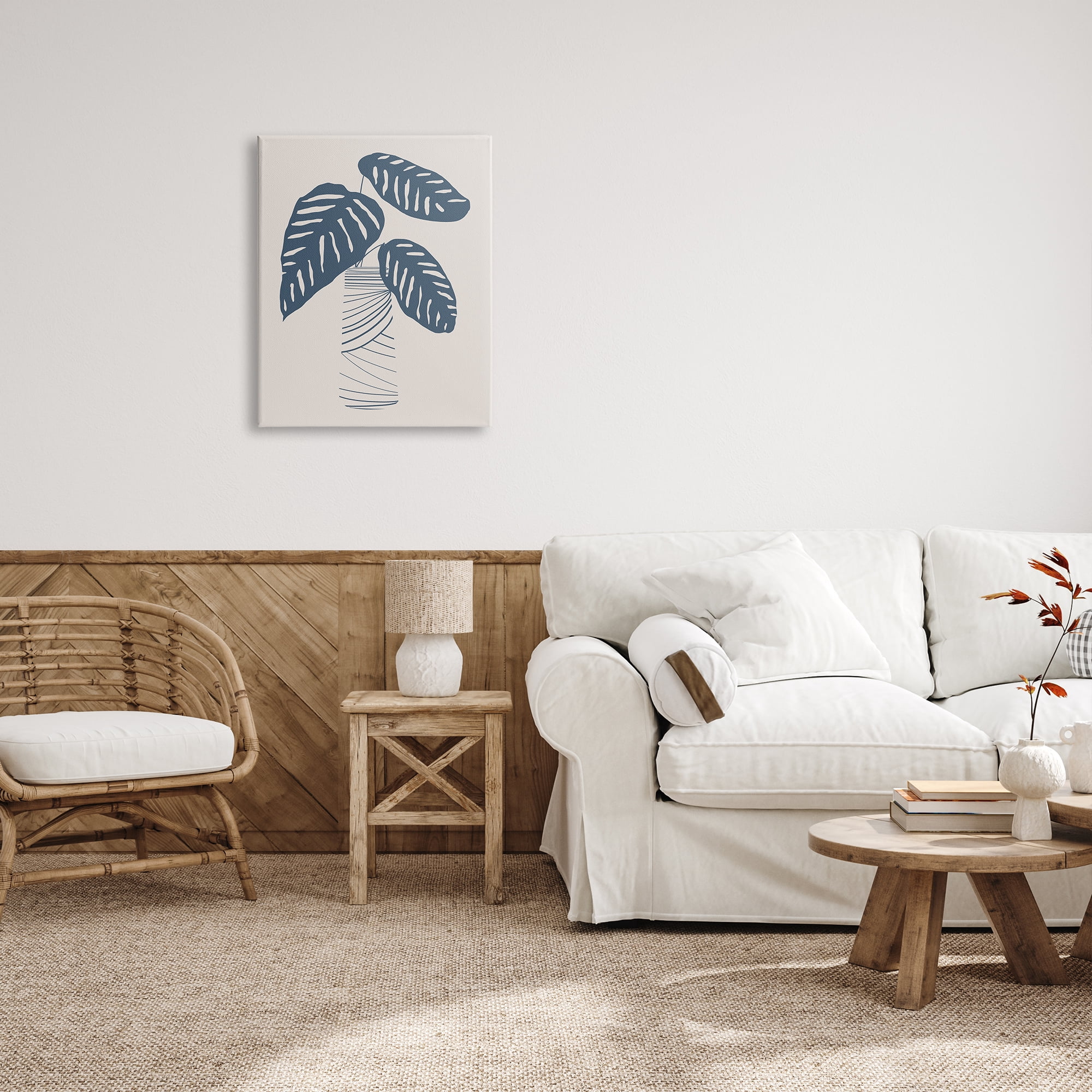 Stupell Industries Contemporary Plant Leaves Abstract Stripe Shapes Design Graphic Art Gallery Wrapped Canvas Print Wall Art, Design by Daniela Santiago