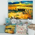 thumbnail image 2 of Boat At The Lake During Evening Glow VI 40 in x 30 in Framed Painting Canvas Art Print, by Designart, 2 of 5