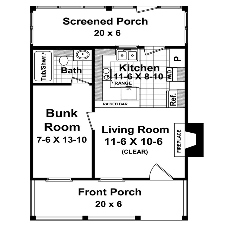 House Plan Gallery - Hpg-400 - 400 Sq Ft - 1 Bedroom - 1 Bath Small House  Plans - Single Story Printed Blueprints - Simple To Build (5 Printed Sets)  - Walmart.Com