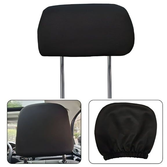 LAMIRO Premium Cloth Headrest Cover for Car, Truck, SUV, Auto Universal Fit Black